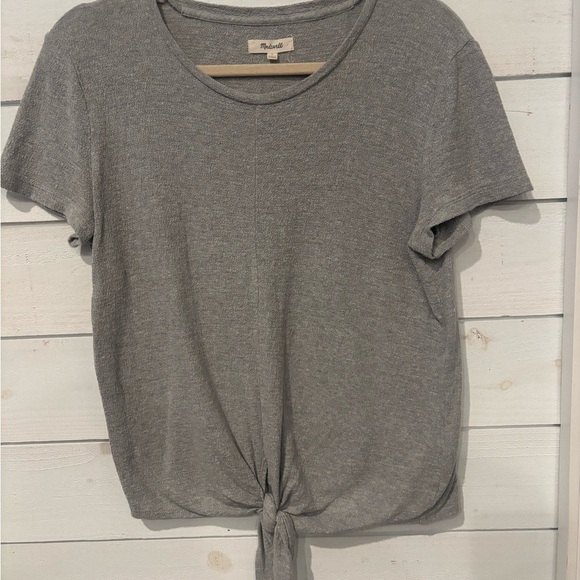 Madewell Gray Knot Front Tee shirt Size Small. - Picture 2 of 10